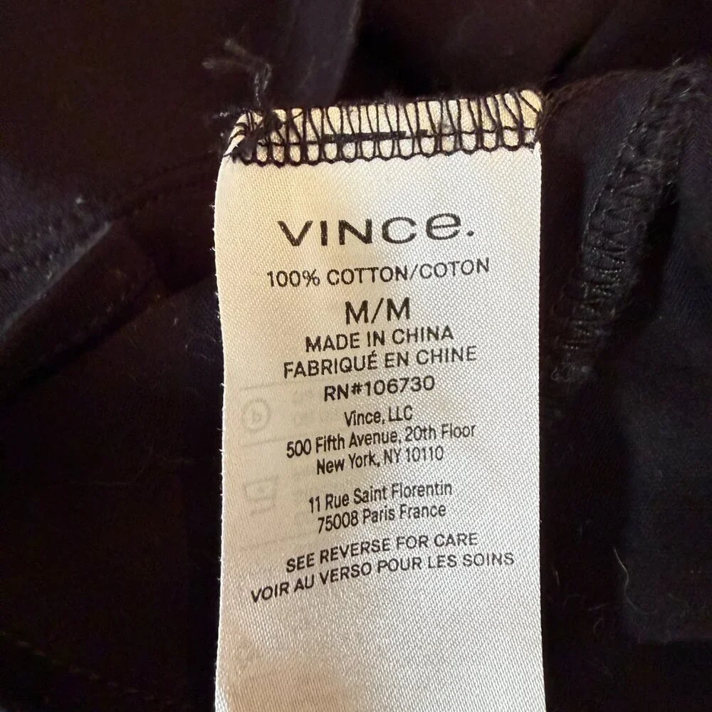 Vince Open Back Wrap Top Women's Medium Black Minimalist Quiet Luxury Structured - Picture 16 of 16